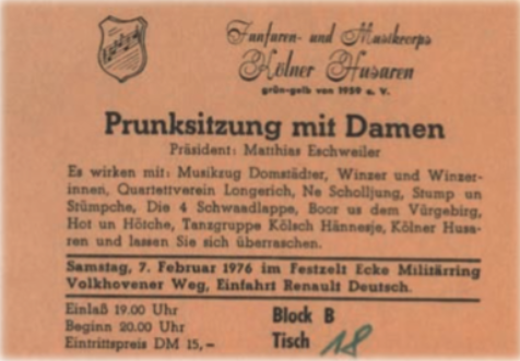 Prunksitzung der Kölner Husaren 1976